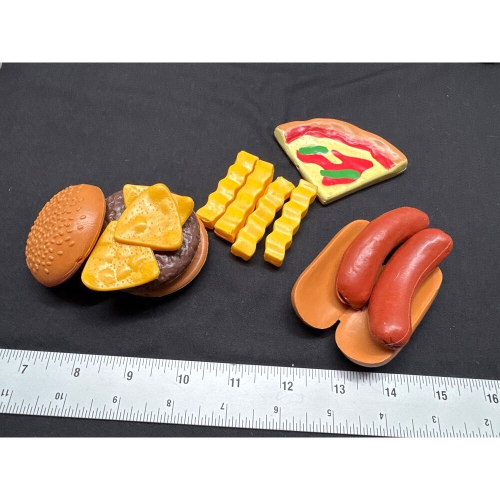 Plastic Play Food Set For Kids - Burger Fries Pizza Hot Dogs
